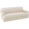 imageHVERSAILTEX 2 Piece Stretch Jacquard Wingback Chair Covers Slipcovers Wing Chair Covers Base Cover Plus Seat Cushion Cover Furniture Covers for Wingback Chairs Form Fitted Thick Soft ChocolateIvory