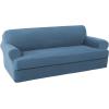 imageHVERSAILTEX 2 Piece Stretch Jacquard Wingback Chair Covers Slipcovers Wing Chair Covers Base Cover Plus Seat Cushion Cover Furniture Covers for Wingback Chairs Form Fitted Thick Soft ChocolateDusty Blue