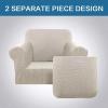 imageHVERSAILTEX 2 Piece Stretch Jacquard Wingback Chair Covers Slipcovers Wing Chair Covers Base Cover Plus Seat Cushion Cover Furniture Covers for Wingback Chairs Form Fitted Thick Soft ChocolateIsland Fossi