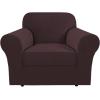 imageHVERSAILTEX 2 Piece Stretch Jacquard Wingback Chair Covers Slipcovers Wing Chair Covers Base Cover Plus Seat Cushion Cover Furniture Covers for Wingback Chairs Form Fitted Thick Soft ChocolateChocolateBrown