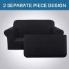 imageHVERSAILTEX 2 Piece Stretch Jacquard Wingback Chair Covers Slipcovers Wing Chair Covers Base Cover Plus Seat Cushion Cover Furniture Covers for Wingback Chairs Form Fitted Thick Soft ChocolateJet Black