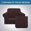 imageHVERSAILTEX 2 Piece Stretch Jacquard Wingback Chair Covers Slipcovers Wing Chair Covers Base Cover Plus Seat Cushion Cover Furniture Covers for Wingback Chairs Form Fitted Thick Soft ChocolateChocolateBrown