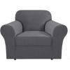 imageHVERSAILTEX 2 Piece Stretch Jacquard Wingback Chair Covers Slipcovers Wing Chair Covers Base Cover Plus Seat Cushion Cover Furniture Covers for Wingback Chairs Form Fitted Thick Soft ChocolateCharcoal Gray