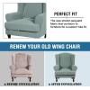 imageHVERSAILTEX 2 Piece Stretch Jacquard Wingback Chair Covers Slipcovers Wing Chair Covers Base Cover Plus Seat Cushion Cover Furniture Covers for Wingback Chairs Form Fitted Thick Soft ChocolateSage