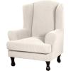 imageHVERSAILTEX 2 Piece Stretch Jacquard Wingback Chair Covers Slipcovers Wing Chair Covers Base Cover Plus Seat Cushion Cover Furniture Covers for Wingback Chairs Form Fitted Thick Soft ChocolateIvory