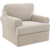 imageHVERSAILTEX 2 Piece Stretch Jacquard Wingback Chair Covers Slipcovers Wing Chair Covers Base Cover Plus Seat Cushion Cover Furniture Covers for Wingback Chairs Form Fitted Thick Soft ChocolateIsland Fossi