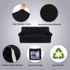 imageHVERSAILTEX 2 Piece Stretch Jacquard Wingback Chair Covers Slipcovers Wing Chair Covers Base Cover Plus Seat Cushion Cover Furniture Covers for Wingback Chairs Form Fitted Thick Soft ChocolateJet Black