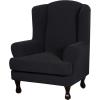 imageHVERSAILTEX 2 Piece Stretch Jacquard Wingback Chair Covers Slipcovers Wing Chair Covers Base Cover Plus Seat Cushion Cover Furniture Covers for Wingback Chairs Form Fitted Thick Soft ChocolateJet Black