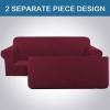 imageHVERSAILTEX 2 Piece Stretch Jacquard Wingback Chair Covers Slipcovers Wing Chair Covers Base Cover Plus Seat Cushion Cover Furniture Covers for Wingback Chairs Form Fitted Thick Soft ChocolateWineBurgundy