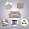 imageHVERSAILTEX 2 Piece Stretch Jacquard Wingback Chair Covers Slipcovers Wing Chair Covers Base Cover Plus Seat Cushion Cover Furniture Covers for Wingback Chairs Form Fitted Thick Soft ChocolateSand