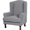 imageHVERSAILTEX 2 Piece Stretch Jacquard Wingback Chair Covers Slipcovers Wing Chair Covers Base Cover Plus Seat Cushion Cover Furniture Covers for Wingback Chairs Form Fitted Thick Soft ChocolateDove