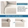 imageHVERSAILTEX 2 Piece Stretch Jacquard Wingback Chair Covers Slipcovers Wing Chair Covers Base Cover Plus Seat Cushion Cover Furniture Covers for Wingback Chairs Form Fitted Thick Soft ChocolateIvory