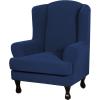 imageHVERSAILTEX 2 Piece Stretch Jacquard Wingback Chair Covers Slipcovers Wing Chair Covers Base Cover Plus Seat Cushion Cover Furniture Covers for Wingback Chairs Form Fitted Thick Soft ChocolateNavy