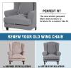 imageHVERSAILTEX 2 Piece Stretch Jacquard Wingback Chair Covers Slipcovers Wing Chair Covers Base Cover Plus Seat Cushion Cover Furniture Covers for Wingback Chairs Form Fitted Thick Soft ChocolateDove