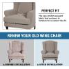 imageHVERSAILTEX 2 Piece Stretch Jacquard Wingback Chair Covers Slipcovers Wing Chair Covers Base Cover Plus Seat Cushion Cover Furniture Covers for Wingback Chairs Form Fitted Thick Soft ChocolateTaupe