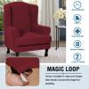 imageHVERSAILTEX 2 Piece Stretch Jacquard Wingback Chair Covers Slipcovers Wing Chair Covers Base Cover Plus Seat Cushion Cover Furniture Covers for Wingback Chairs Form Fitted Thick Soft ChocolateWineBurgundy