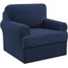 imageHVERSAILTEX 2 Piece Stretch Jacquard Wingback Chair Covers Slipcovers Wing Chair Covers Base Cover Plus Seat Cushion Cover Furniture Covers for Wingback Chairs Form Fitted Thick Soft ChocolateNavy