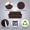 imageHVERSAILTEX 2 Piece Stretch Jacquard Wingback Chair Covers Slipcovers Wing Chair Covers Base Cover Plus Seat Cushion Cover Furniture Covers for Wingback Chairs Form Fitted Thick Soft ChocolateChocolateBrown