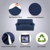 imageHVERSAILTEX 2 Piece Stretch Jacquard Wingback Chair Covers Slipcovers Wing Chair Covers Base Cover Plus Seat Cushion Cover Furniture Covers for Wingback Chairs Form Fitted Thick Soft ChocolateNavy
