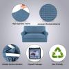 imageHVERSAILTEX 2 Piece Stretch Jacquard Wingback Chair Covers Slipcovers Wing Chair Covers Base Cover Plus Seat Cushion Cover Furniture Covers for Wingback Chairs Form Fitted Thick Soft ChocolateDusty Blue