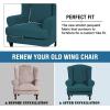 imageHVERSAILTEX 2 Piece Stretch Jacquard Wingback Chair Covers Slipcovers Wing Chair Covers Base Cover Plus Seat Cushion Cover Furniture Covers for Wingback Chairs Form Fitted Thick Soft ChocolateDeep Teal