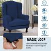 imageHVERSAILTEX 2 Piece Stretch Jacquard Wingback Chair Covers Slipcovers Wing Chair Covers Base Cover Plus Seat Cushion Cover Furniture Covers for Wingback Chairs Form Fitted Thick Soft ChocolateNavy