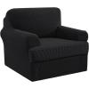 imageHVERSAILTEX 2 Piece Stretch Jacquard Wingback Chair Covers Slipcovers Wing Chair Covers Base Cover Plus Seat Cushion Cover Furniture Covers for Wingback Chairs Form Fitted Thick Soft ChocolateJet Black