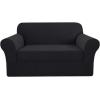 imageHVERSAILTEX 2 Piece Stretch Jacquard Wingback Chair Covers Slipcovers Wing Chair Covers Base Cover Plus Seat Cushion Cover Furniture Covers for Wingback Chairs Form Fitted Thick Soft ChocolateJet Black