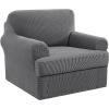 imageHVERSAILTEX 2 Piece Stretch Jacquard Wingback Chair Covers Slipcovers Wing Chair Covers Base Cover Plus Seat Cushion Cover Furniture Covers for Wingback Chairs Form Fitted Thick Soft ChocolateCharcoal Gray