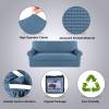 imageHVERSAILTEX 2 Piece Stretch Jacquard Wingback Chair Covers Slipcovers Wing Chair Covers Base Cover Plus Seat Cushion Cover Furniture Covers for Wingback Chairs Form Fitted Thick Soft ChocolateDusty Blue