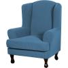 imageHVERSAILTEX 2 Piece Stretch Jacquard Wingback Chair Covers Slipcovers Wing Chair Covers Base Cover Plus Seat Cushion Cover Furniture Covers for Wingback Chairs Form Fitted Thick Soft ChocolateDusty Blue