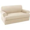 imageHVERSAILTEX 2 Piece Stretch Jacquard Wingback Chair Covers Slipcovers Wing Chair Covers Base Cover Plus Seat Cushion Cover Furniture Covers for Wingback Chairs Form Fitted Thick Soft ChocolateNatural