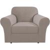 imageHVERSAILTEX 2 Piece Stretch Jacquard Wingback Chair Covers Slipcovers Wing Chair Covers Base Cover Plus Seat Cushion Cover Furniture Covers for Wingback Chairs Form Fitted Thick Soft ChocolateTaupe