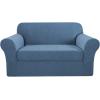 imageHVERSAILTEX 2 Piece Stretch Jacquard Wingback Chair Covers Slipcovers Wing Chair Covers Base Cover Plus Seat Cushion Cover Furniture Covers for Wingback Chairs Form Fitted Thick Soft ChocolateDusty Blue