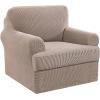 imageHVERSAILTEX 2 Piece Stretch Jacquard Wingback Chair Covers Slipcovers Wing Chair Covers Base Cover Plus Seat Cushion Cover Furniture Covers for Wingback Chairs Form Fitted Thick Soft ChocolateSand
