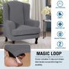 imageHVERSAILTEX 2 Piece Stretch Jacquard Wingback Chair Covers Slipcovers Wing Chair Covers Base Cover Plus Seat Cushion Cover Furniture Covers for Wingback Chairs Form Fitted Thick Soft ChocolateCharcoal Gray