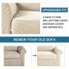 imageHVERSAILTEX 2 Piece Stretch Jacquard Wingback Chair Covers Slipcovers Wing Chair Covers Base Cover Plus Seat Cushion Cover Furniture Covers for Wingback Chairs Form Fitted Thick Soft ChocolateNatural