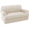 imageHVERSAILTEX 2 Piece Stretch Jacquard Wingback Chair Covers Slipcovers Wing Chair Covers Base Cover Plus Seat Cushion Cover Furniture Covers for Wingback Chairs Form Fitted Thick Soft ChocolateIvory