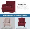 imageHVERSAILTEX 2 Piece Stretch Jacquard Wingback Chair Covers Slipcovers Wing Chair Covers Base Cover Plus Seat Cushion Cover Furniture Covers for Wingback Chairs Form Fitted Thick Soft ChocolateWineBurgundy