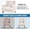 imageHVERSAILTEX 2 Piece Stretch Jacquard Wingback Chair Covers Slipcovers Wing Chair Covers Base Cover Plus Seat Cushion Cover Furniture Covers for Wingback Chairs Form Fitted Thick Soft ChocolateIvory