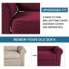 imageHVERSAILTEX 2 Piece Stretch Jacquard Wingback Chair Covers Slipcovers Wing Chair Covers Base Cover Plus Seat Cushion Cover Furniture Covers for Wingback Chairs Form Fitted Thick Soft ChocolateWineBurgundy