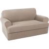 imageHVERSAILTEX 2 Piece Stretch Jacquard Wingback Chair Covers Slipcovers Wing Chair Covers Base Cover Plus Seat Cushion Cover Furniture Covers for Wingback Chairs Form Fitted Thick Soft ChocolateSand