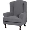 imageHVERSAILTEX 2 Piece Stretch Jacquard Wingback Chair Covers Slipcovers Wing Chair Covers Base Cover Plus Seat Cushion Cover Furniture Covers for Wingback Chairs Form Fitted Thick Soft ChocolateCharcoal Gray