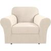 imageHVERSAILTEX 2 Piece Stretch Jacquard Wingback Chair Covers Slipcovers Wing Chair Covers Base Cover Plus Seat Cushion Cover Furniture Covers for Wingback Chairs Form Fitted Thick Soft ChocolateNatural