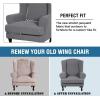 imageHVERSAILTEX 2 Piece Stretch Jacquard Wingback Chair Covers Slipcovers Wing Chair Covers Base Cover Plus Seat Cushion Cover Furniture Covers for Wingback Chairs Form Fitted Thick Soft ChocolateCharcoal Gray