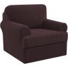 imageHVERSAILTEX 2 Piece Stretch Jacquard Wingback Chair Covers Slipcovers Wing Chair Covers Base Cover Plus Seat Cushion Cover Furniture Covers for Wingback Chairs Form Fitted Thick Soft ChocolateChocolateBrown