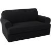 imageHVERSAILTEX 2 Piece Stretch Jacquard Wingback Chair Covers Slipcovers Wing Chair Covers Base Cover Plus Seat Cushion Cover Furniture Covers for Wingback Chairs Form Fitted Thick Soft ChocolateJet Black