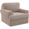 imageHVERSAILTEX 2 Piece Stretch Jacquard Wingback Chair Covers Slipcovers Wing Chair Covers Base Cover Plus Seat Cushion Cover Furniture Covers for Wingback Chairs Form Fitted Thick Soft ChocolateSand