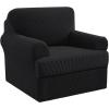 imageHVERSAILTEX 2 Piece Stretch Jacquard Wingback Chair Covers Slipcovers Wing Chair Covers Base Cover Plus Seat Cushion Cover Furniture Covers for Wingback Chairs Form Fitted Thick Soft ChocolateJet Black