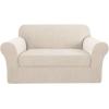imageHVERSAILTEX 2 Piece Stretch Jacquard Wingback Chair Covers Slipcovers Wing Chair Covers Base Cover Plus Seat Cushion Cover Furniture Covers for Wingback Chairs Form Fitted Thick Soft ChocolateIvory